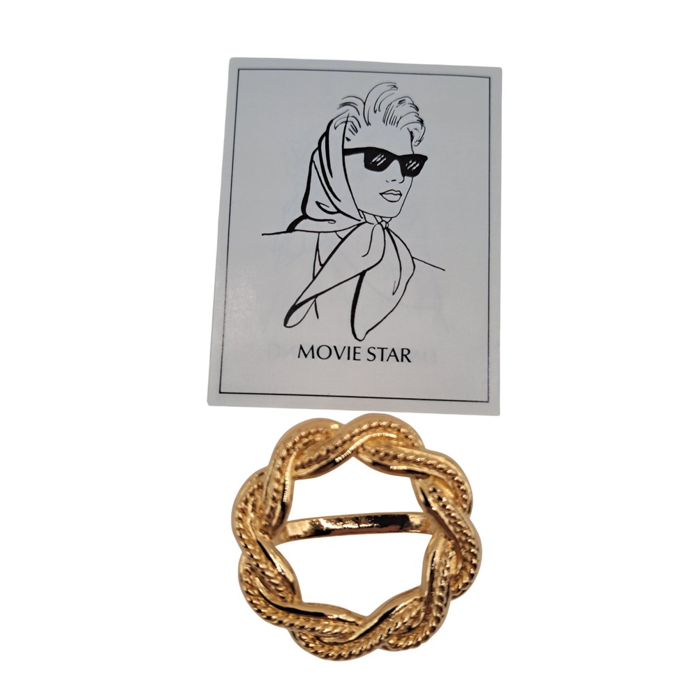 Avon Golden Twist Scarf Ring Vintage Gold Tone Rope Design Movie Star Box New